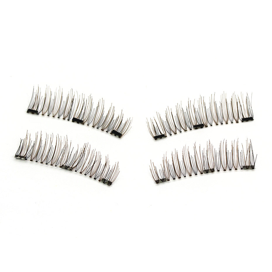 Three Magnetic Glue-Free Magnetic Eyelashes Small Round Box Magnet False Eyelashes