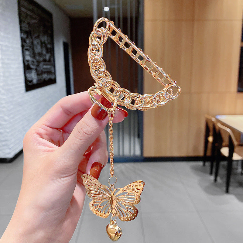 Hair Accessories Metal Three-dimensional Butterfly Grip Chain Love Heart Hairpin