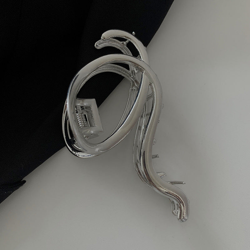 Metal High-grade Sense Grip Special-interest Design Cold Wind Large Hollow Lines Back Head Hairpin Tide