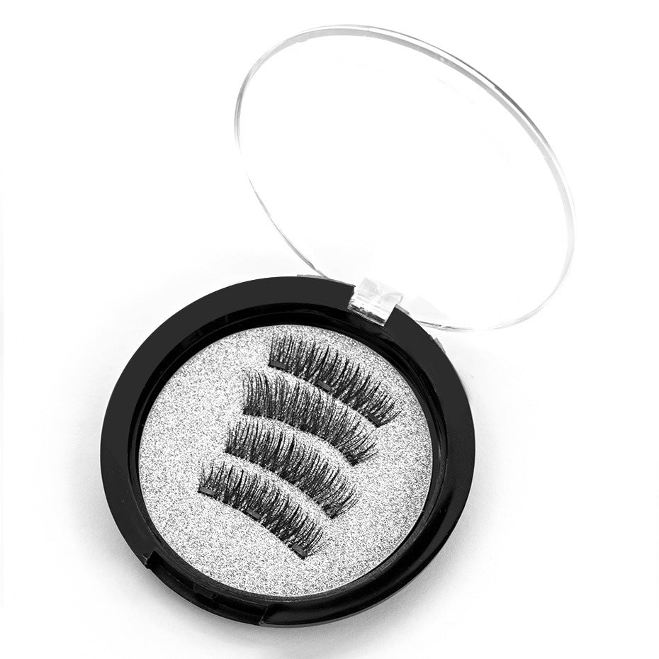 Three Magnetic Glue-Free Magnetic Eyelashes Small Round Box Magnet False Eyelashes