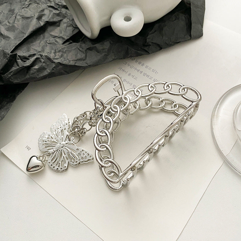 Hair Accessories Metal Three-dimensional Butterfly Grip Chain Love Heart Hairpin