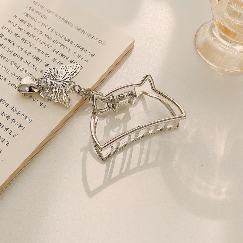 Hair Accessories Metal Three-dimensional Butterfly Grip Chain Love Heart Hairpin