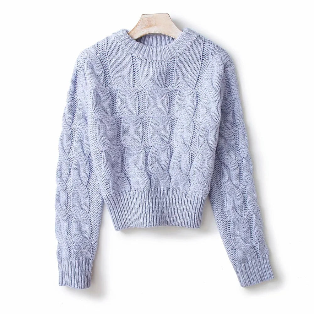 High Waist Short Sweater Women Pullover Long Sleeve Knit Sweater Top